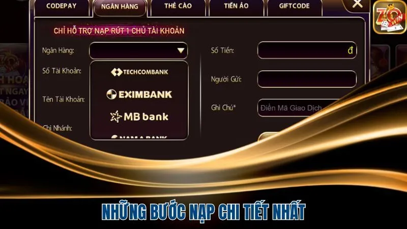 Những bước nạp chi tiết nhất